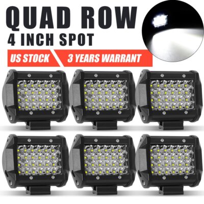 6PCS 4inch LED Work Light Bar Spot Pods Fog Driving Offroad Light Truck SUV 4WD
