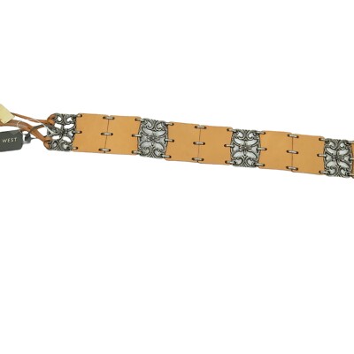 Nine West Brown Fringe Belt READ Metal Detail Vintage Size M  display picture 1