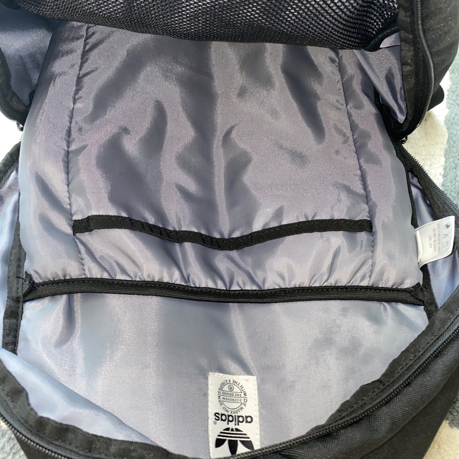 ADIDAS BACKPACK 90288 All Black White Logo Full Siz… Gem