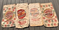 8 vintage/retro cloth seed bags
