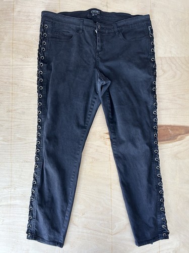 Tripp NYC Denim Black Jean Laced Up Sides Skinny Fit Women’s 20 - Picture 2 of 7