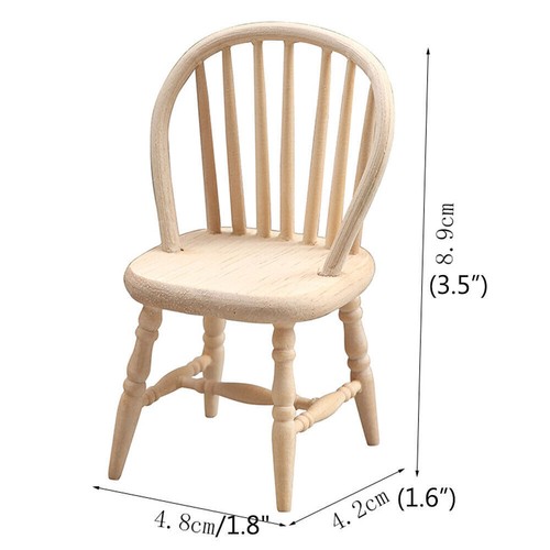 2x Dollhouse 1/12 Miniature Dining Chair Handmade Wooden Furniture Kitchen Decor - Picture 6 of 7