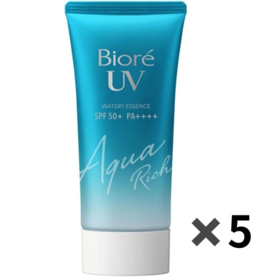 5Packs Popular Biore Kao UV Aqua Rich Watery Essence Sunscreen SPF50+ PA++++ 50g