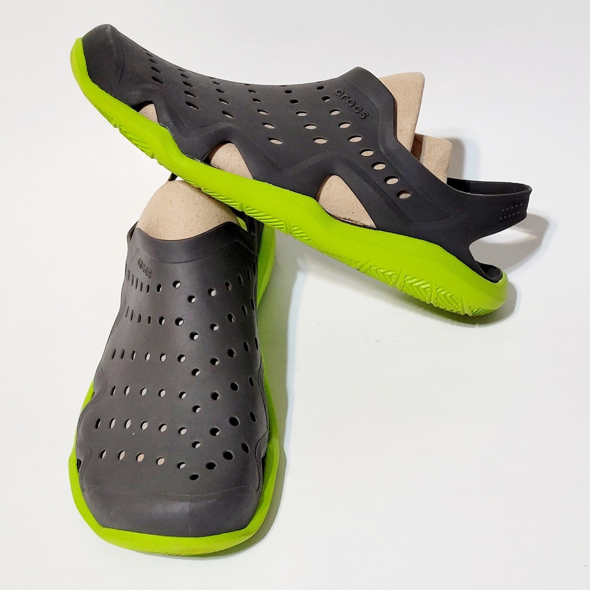 Crocs Swiftwater Wave Gray Green Iconic Slip On Sandals Crocs Swiftwater Wave Gray Green Iconic Slip On Sandals