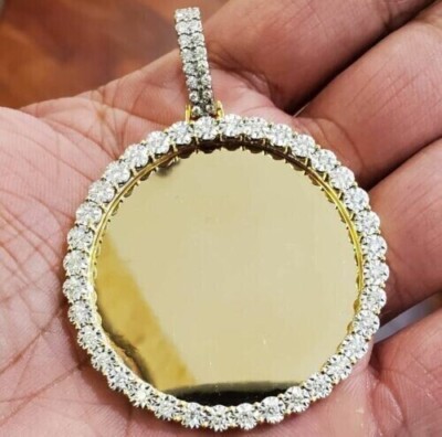 14K Yellow Gold Plated Chain Men's 2Ct Lab Created Diamond Round