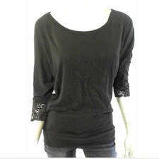 Jenni by Jennifer Moore Women Sleepshirt Sleep Top S Black Lace