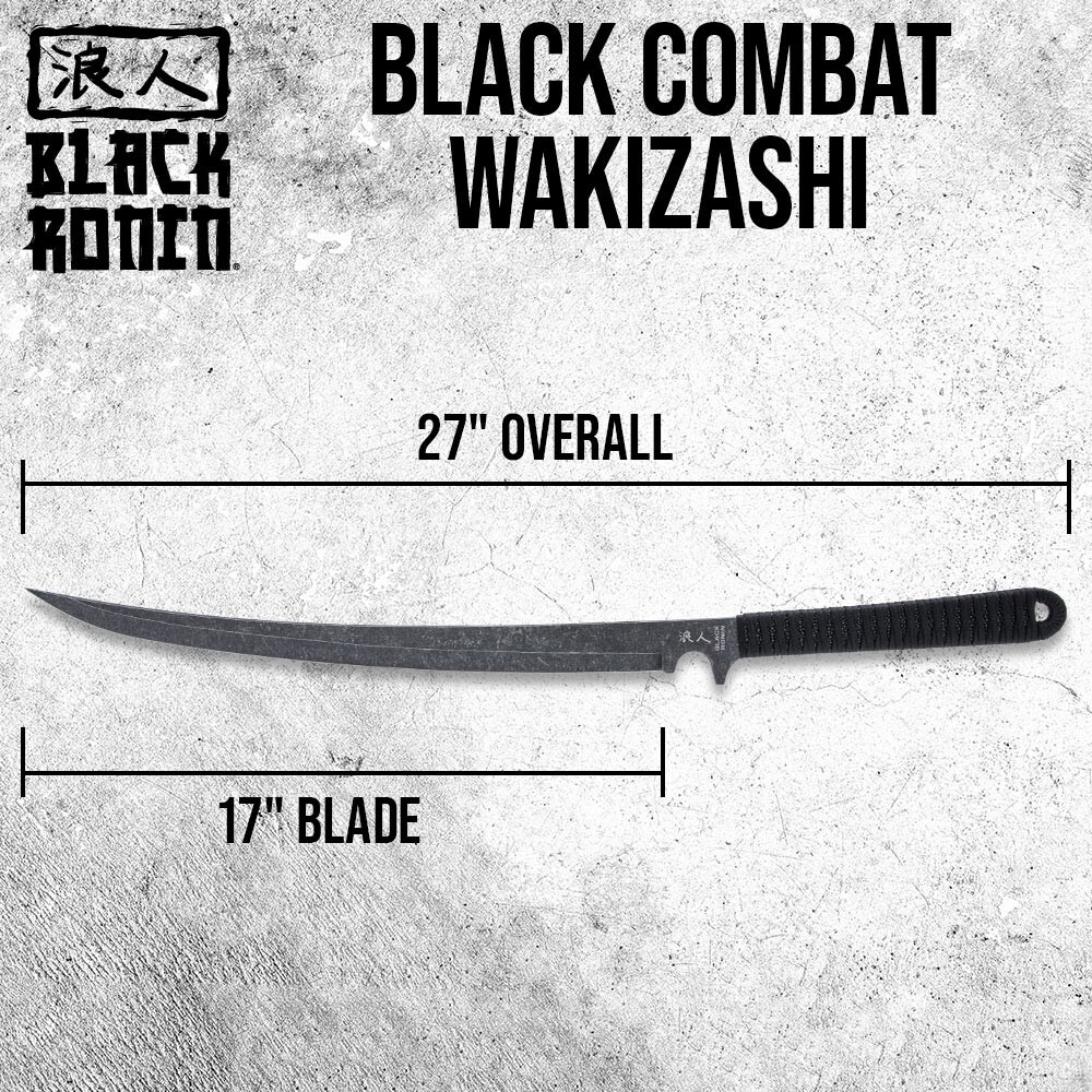Black Ronin Black Combat Wakizashi Sword | Injection Molded Sheath