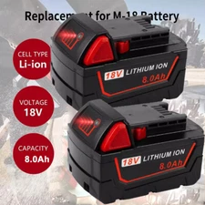 2X new Battery For Milwaukee for M18 Lithium 8.0 AH Extended Capacity 48-11-1860