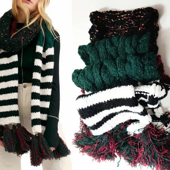NWT Free People Nova Chunky Knit Tassle Scarf Autumn Womens One Size