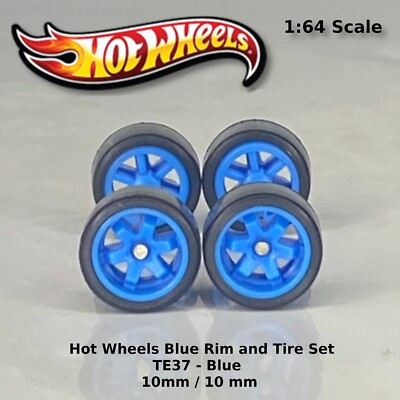 Blue TE37 6 spoke Real Riders JDM Classic Wheel Set for 1/64 for