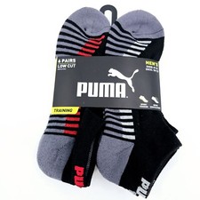 Puma Training Low Cut 6 pairs Socks Mens LARGE L Black Logo Sport Cushion NEW