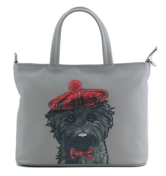 Mala Leather Coco's Cocos Hat Large Grab Shoulder Handbag Dust Bag Grey 7422 Dog