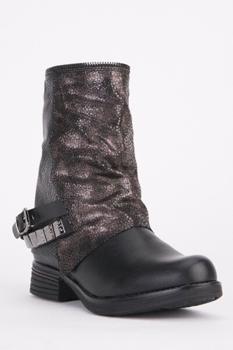 LOW HEEL BIKER BOOTS | eBay