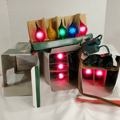 Lot of 4 Kurt Adler 15 Light Silicon Flame Bulb Set G35 Indoor Outdoor Multi 