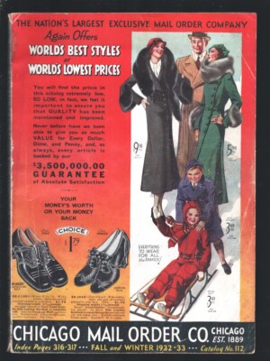 Chicago Mail Order Fashion Catalog #112 Fall 1932-300+ pages of men, women 