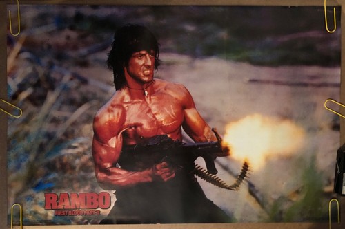 Original Vintage Poster Rambo First Blood Part 2 movie memorabilia pinup 1980s