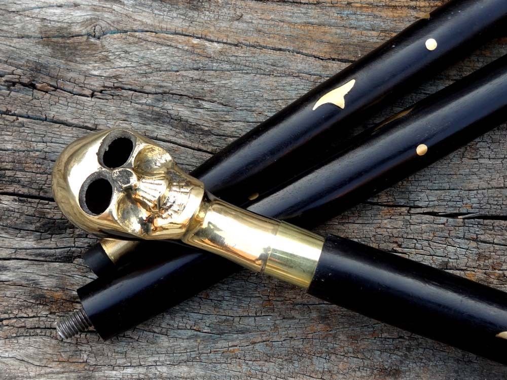 Solid Brass Skull Design Head Handle Vintage Walk… - image 3