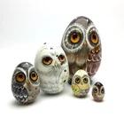 Owl Nesting Egg 4.4''/11cm, Russian Nesting Doll 5pcs, Owl Decor, Xmas Ornament