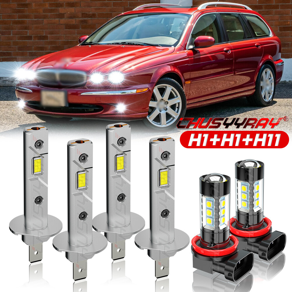 LED Headlight Fog Bulb Kit For 2004-2008 Jaguar X-Type Sport Sedan 4Door 3.0L V6
