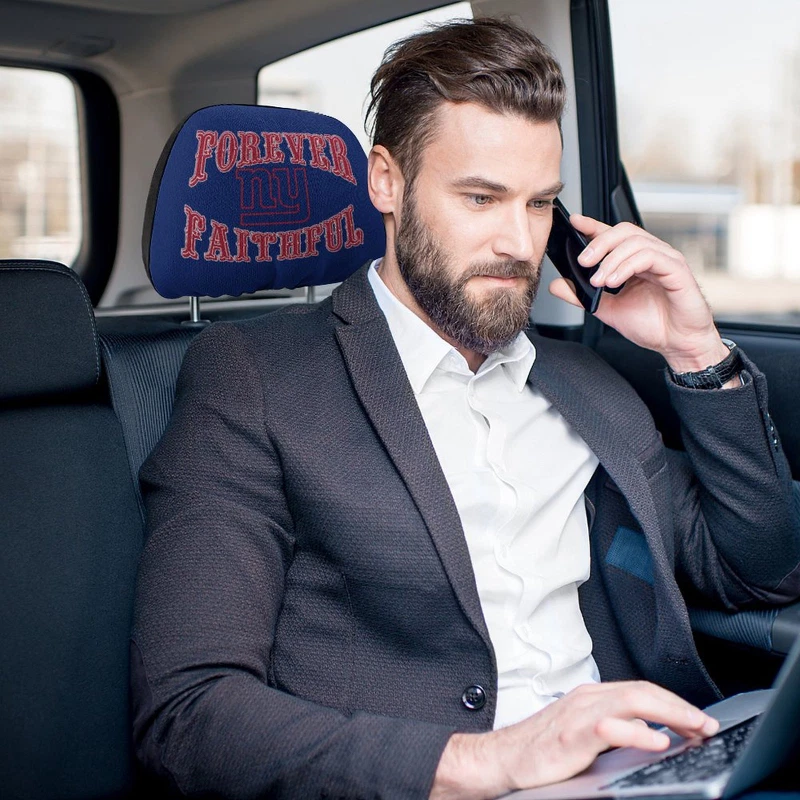 2pcs Forever Faithful New York Giants Car Headrest Covers Car Decoration