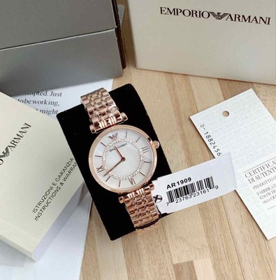 NEW ORIGINAL EMPORIO ARMANI LADIES WATCH AR1909 ROSE GOLD WHITE DIAL RRP  349£ 723763231619 | eBay