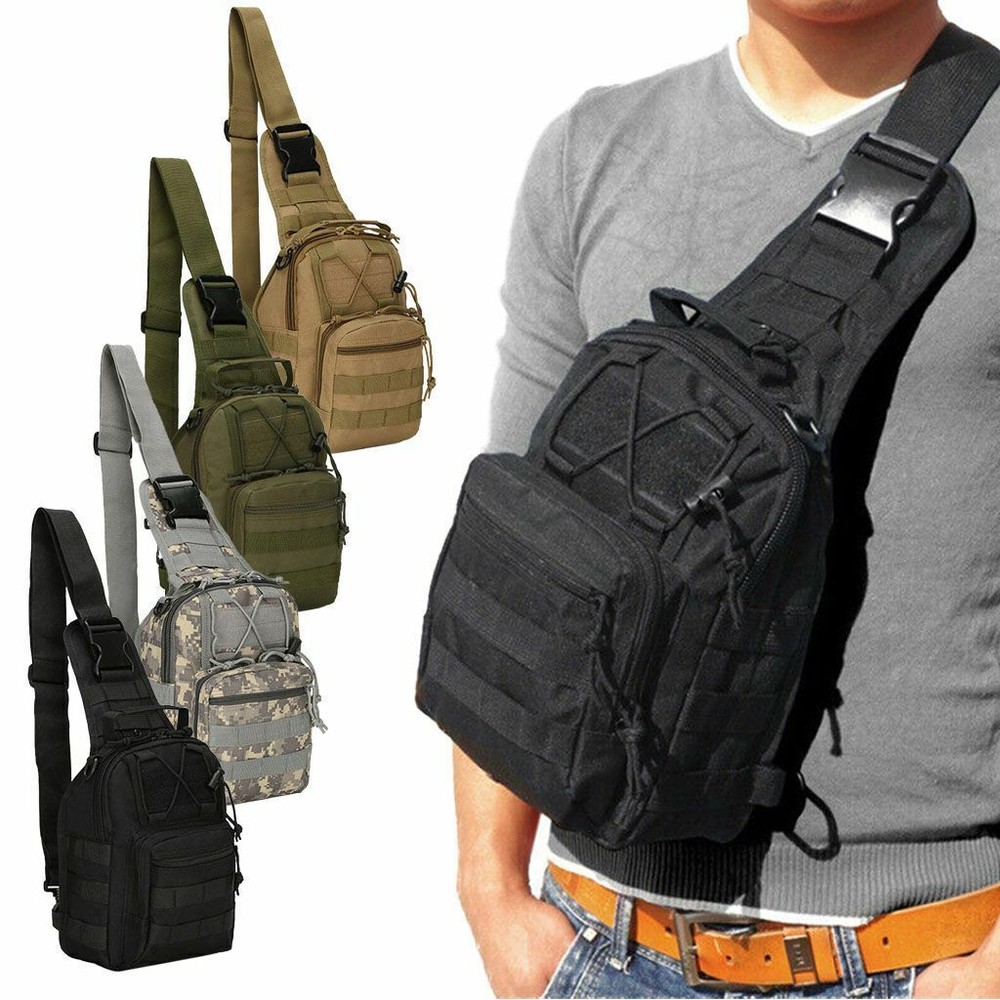 Outdoor Men Backpack Molle Tactical Sling Chest Pack Shoulder Bag Travel Hiking