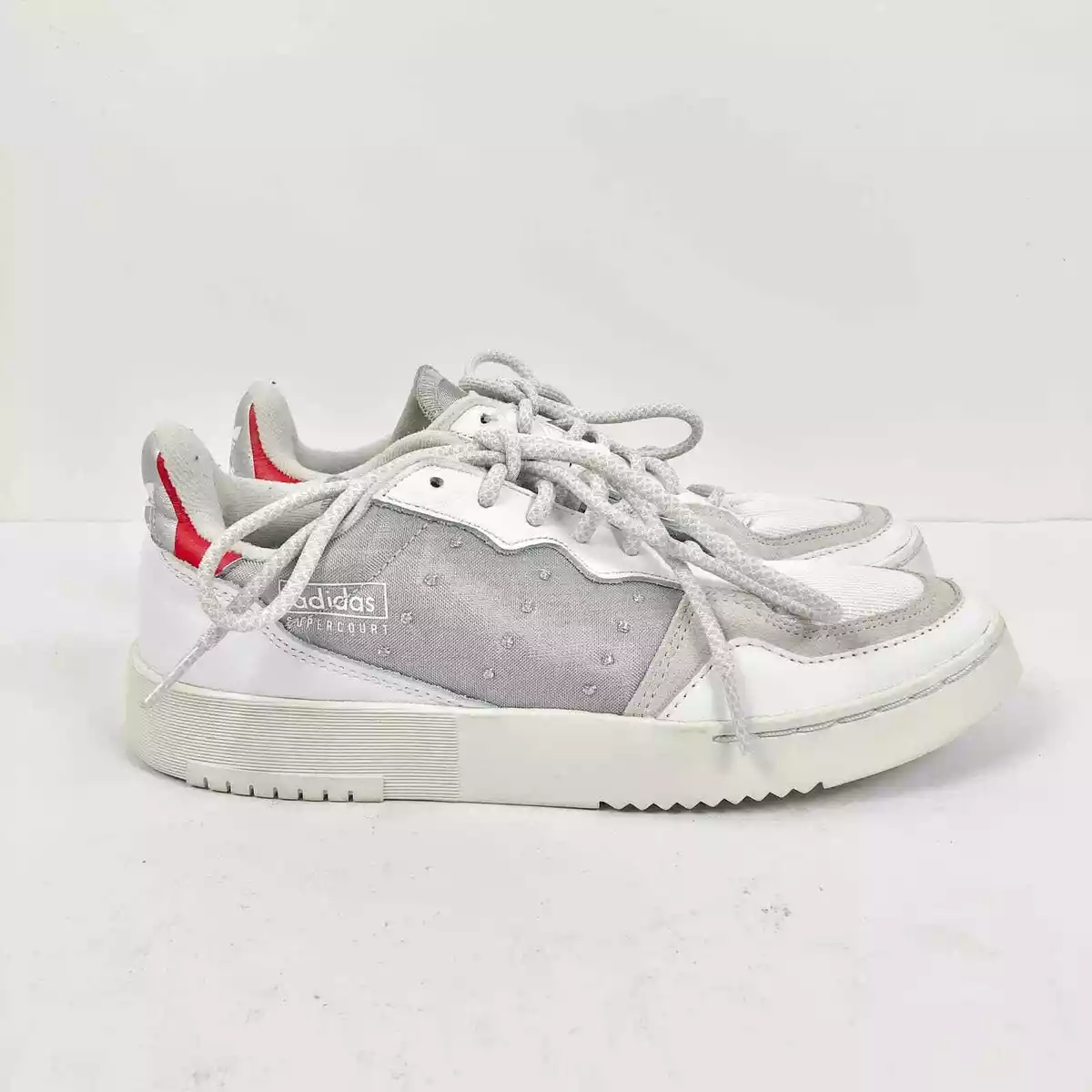 Adidas Mens Supercourt Lace Up Originals Sneakers 6 White Silver Metallic NWT