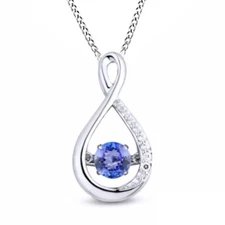 Purple Tanzanite Infinity Pendant Necklace 14K Gold Plated Silver