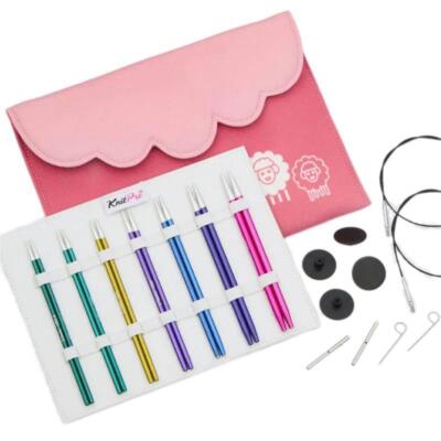 KnitPro Zing Aluminium Midi austauschbare Rundstricknadel Set 5''/4''