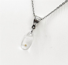 Mustard Seed Teardrop Pendant Necklace, Mustard Seed Charm Necklace