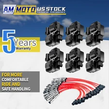 6pcs Ignition Spark Coils & Plug Wire Sets For Mercedes-Benz C CL CLK ML Class
