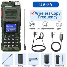 Baofeng UV-25 Walkie Talkies Long Range Tri-Power Two Way Radio+Cable+Antenna US
