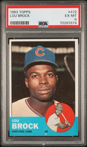1963 Topps Set Break Lou Brock Semi High Number #472 PSA 6 Chicago Cubs