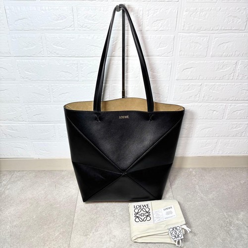 LOEWE Puzzle Tote Bag Medium Black Leather