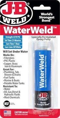 JB Weld Jb8277 Waterweld Unterwasserklebstoffe, cremeweiß 2 Unzen, 1 Packung