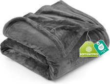 Ultra Soft Fleece Bed Blanket Queen Size Grey 90X90 Inches  Microfiber Plush