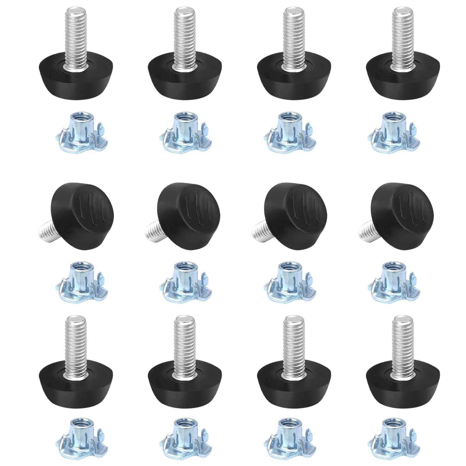 12 Pack M6 Furniture Levelers Stainless Steel Adjustable Threaded Leg Leveling
