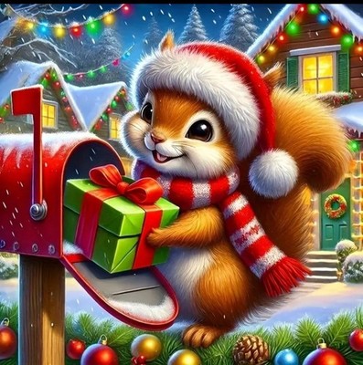 Chipmunk Weihnachten Thema Diamond Art/Malerei 40x40 Rundbohrer