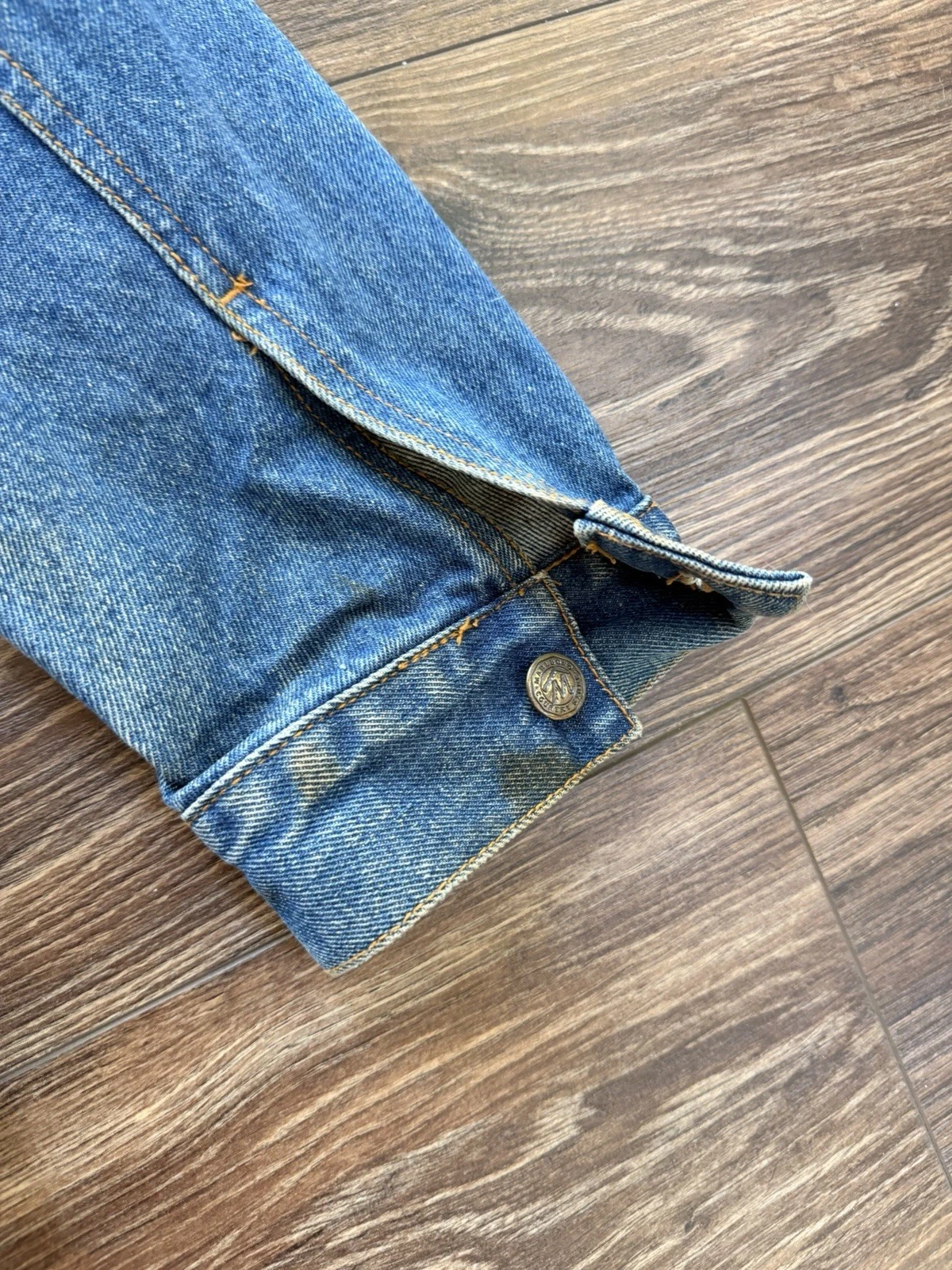 Vintage Marlboro Country Store Denim Jacket Mens XL Leather Collar Western - product detail image 7