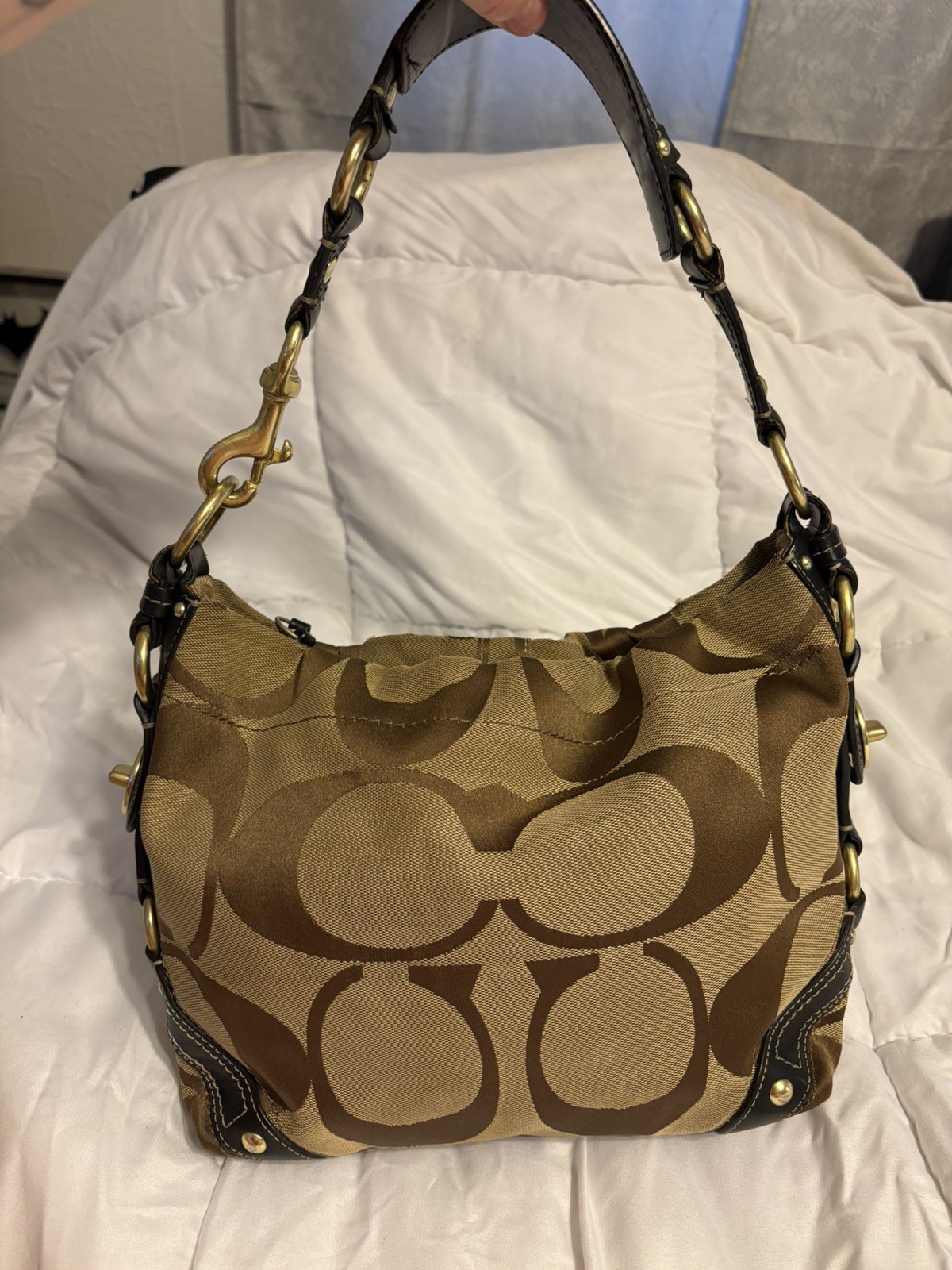 Authentic Y2K Coach Carly Hobo Signature Jacquard,Blk… - Gem