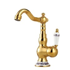 Gold Brass Swivel Single Handle Bathroom Sink Faucet Vanity Basin Mixer Tap