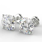 2.04 Ct Round Cut VS2/E Diamond Stud Earrings 14K White Gold