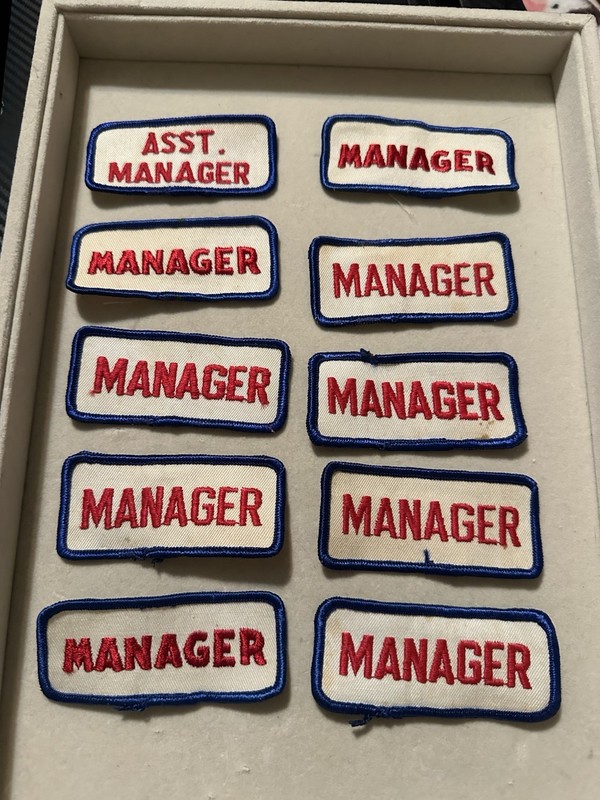 Lot Of 10 Vintage Asst. Manager And Manager Patches