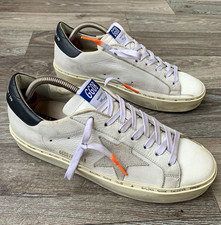 Golden Goose Hi Star Men’s Low Top Lace-Up Leather Sneakers White Black Gray