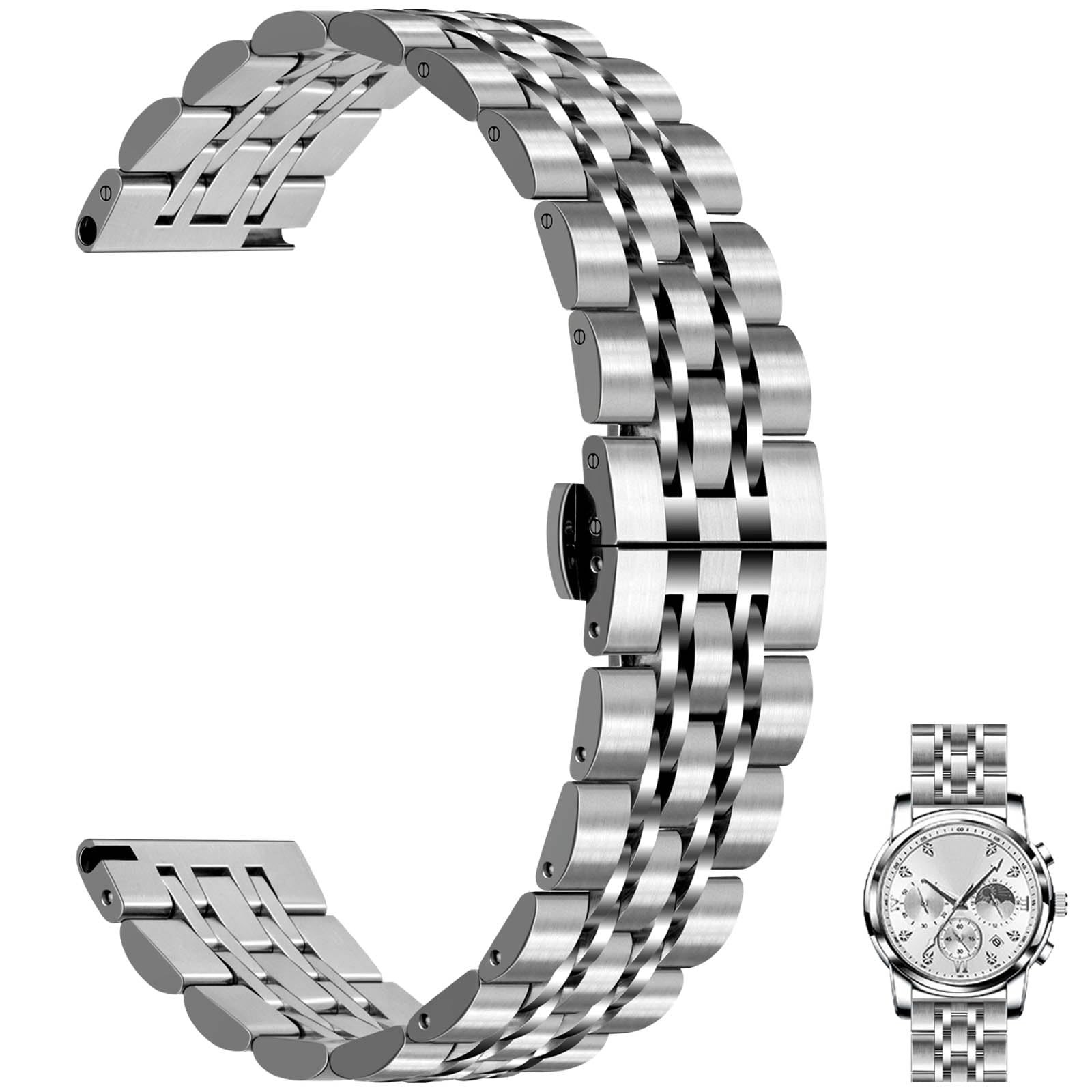 7 Beads Quick Release Watch Band, 20mm 22mm Stainless Steel Watch Strap for M...