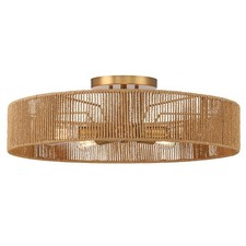 Savoy House 6-1682-5 Ashe 5 Light 24"W Semi-Flush Drum Ceiling - Warm Brass and