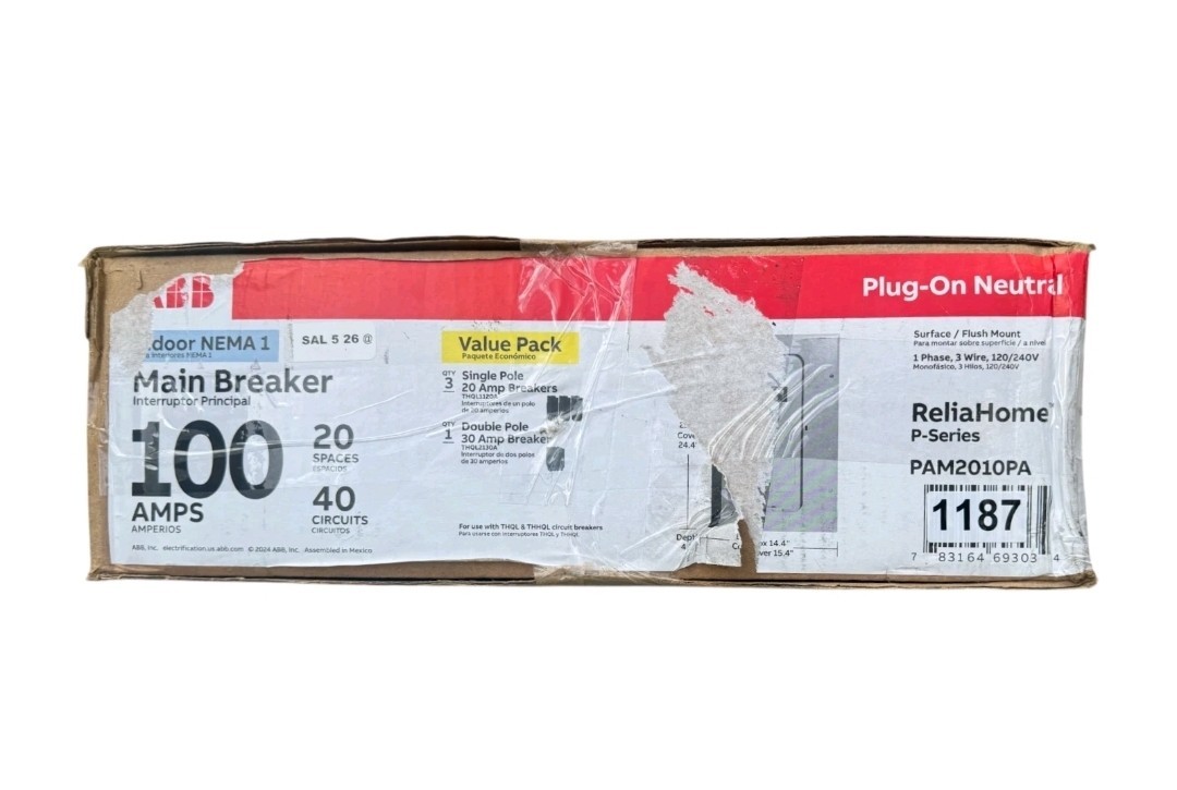 ABB 100A 20-Space 40-Circuit Main Breaker Indoor Panel Value Pack PAM2010PA