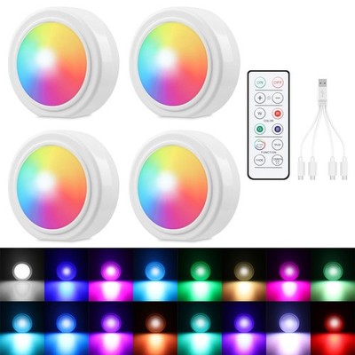 4PCS Wireless Car Lights with Remote Control, 16 Colors Interior Car Puck Lig...