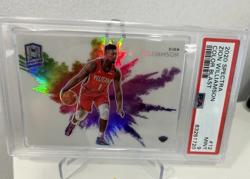 2020-21 Spectra ZION WILLIAMSON SP Color Blast Prizm Pelicans #12 PSA 9