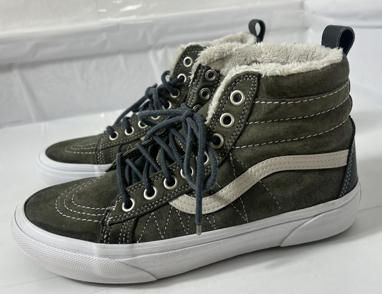Vans MTE Sk8-Hi Fur Lined Suede Boots Women 7.5 Men 6 Green-image